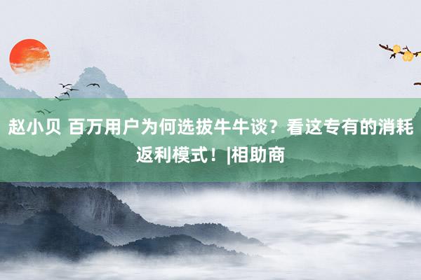赵小贝 百万用户为何选拔牛牛谈？看这专有的消耗返利模式！|相助商