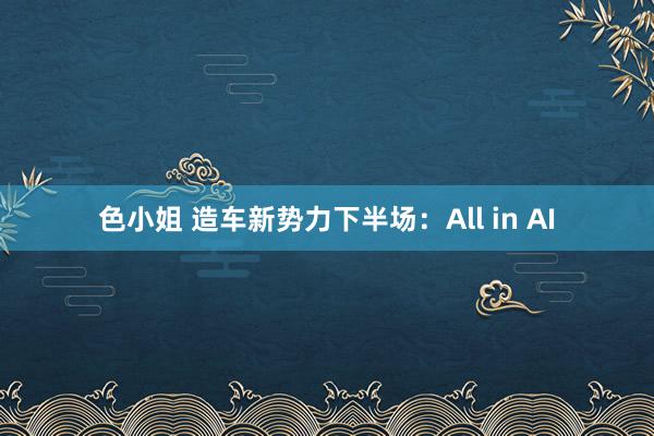 色小姐 造车新势力下半场：All in AI