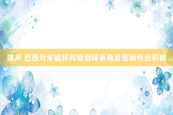 淫声 巴西对华镀锌和镀铝锌板卷反推销作出初裁
