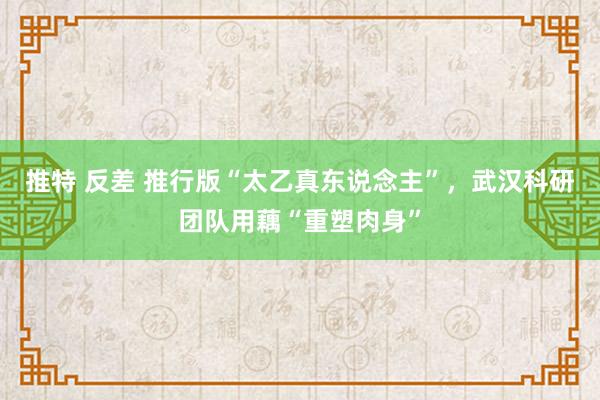 推特 反差 推行版“太乙真东说念主”，武汉科研团队用藕“重塑肉身”