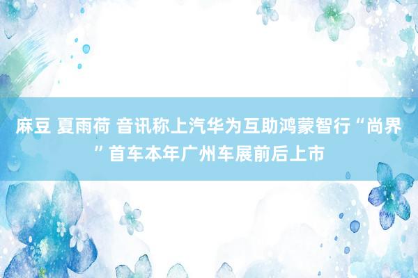 麻豆 夏雨荷 音讯称上汽华为互助鸿蒙智行“尚界”首车本年广州车展前后上市